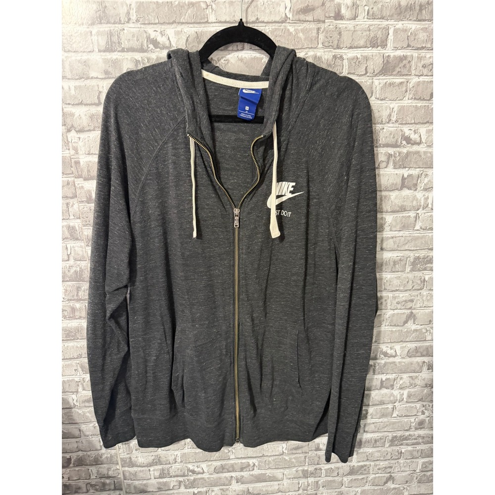Nike Sportswear Gym Vintage Full Zip Hoodie Charcoal Grey Heather Womens 2X